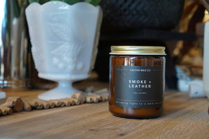 Smoke + Leather Amber Jar Candle