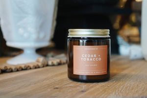 Cedar + Tobacco Mini Amber Candle