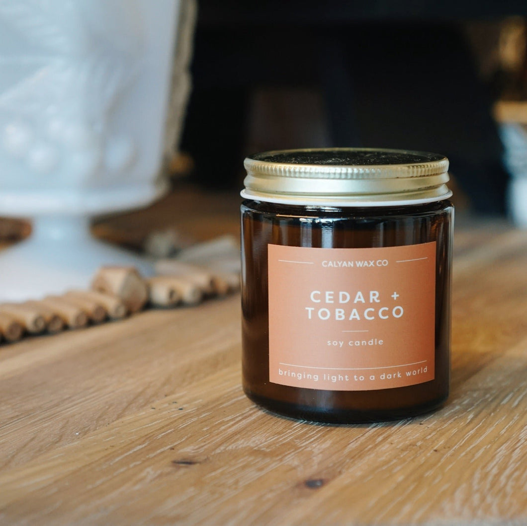 Cedar + Tobacco Mini Amber Candle