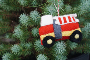 Firetruck Felt Wool Ornament