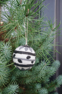 Striped Felt Ball Ornament