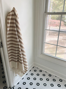 The Tan Striped Woven Towel