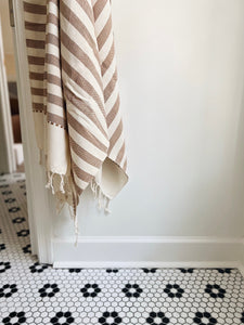 The Tan Striped Woven Towel