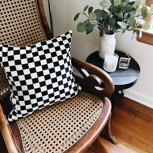 Black Checkered Pillow Cover